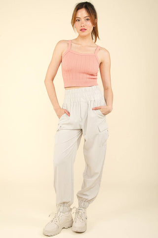 Vivi Ribbed Fitted Crop Knit Tank Top