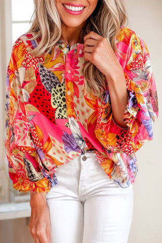 Leopard Floral Abstract Blouse