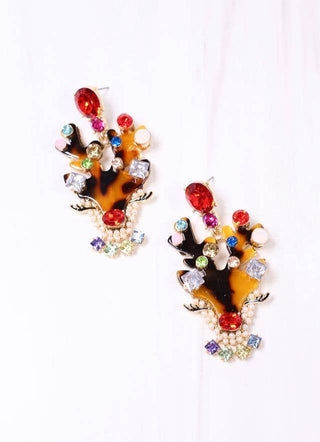 "Dancer" Embellished Reindeer Earrings