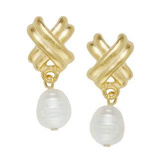 Susan Shaw Small Texas Xs with Freshwater Pearl Earrings