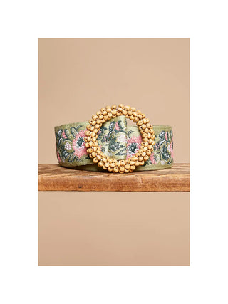 Floral Pattern Circular Buckle Belt