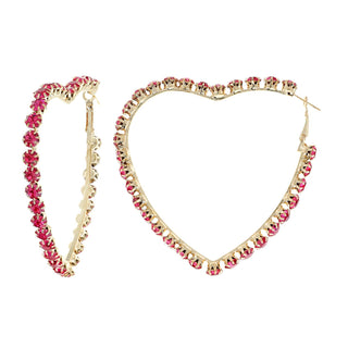 Crystal Rhinestone Heart Hoop Earrings