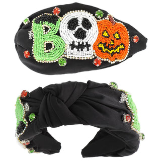 "Boo" Jeweled Top Knotted Headband