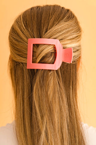 Calming Coral Large Square Flat Hair Clip