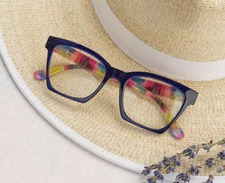 Maisie Reading Glasses - Blue/Ikat