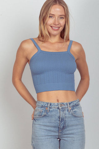 Vivi Ribbed Fitted Crop Knit Tank Top