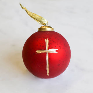 Cruix Glass Ball Ornament - Red/Gold