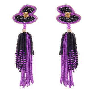 Witches Hat Shape Beaded Earrings