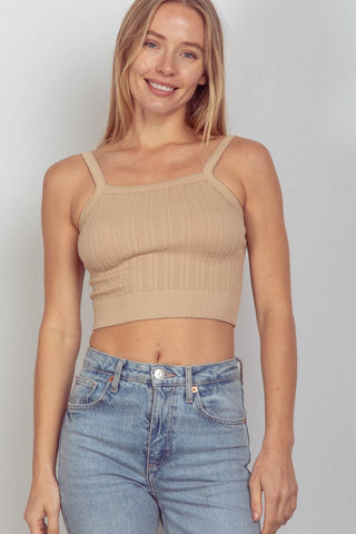 Vivi Ribbed Fitted Crop Knit Tank Top