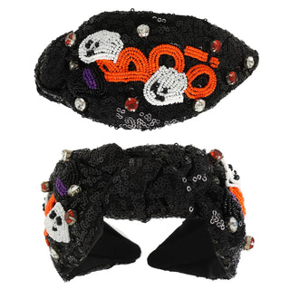 "Boo-gie" Jeweled Top Knotted Headband