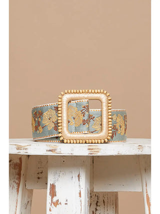 Blue & Yellow Floral Buckle Belt