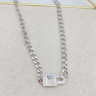 "Treasure Jewels" Lock Pave Necklace