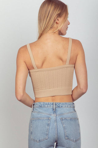 Vivi Ribbed Fitted Crop Knit Tank Top