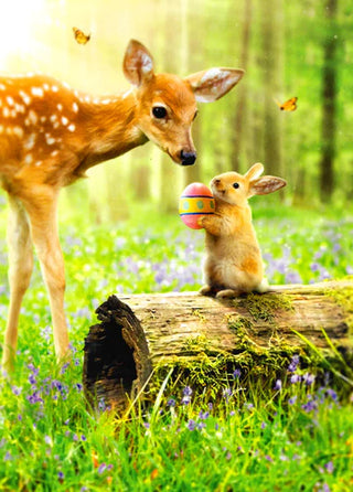 Fawn And Bunny Easter Egg | Easter Greeting Card