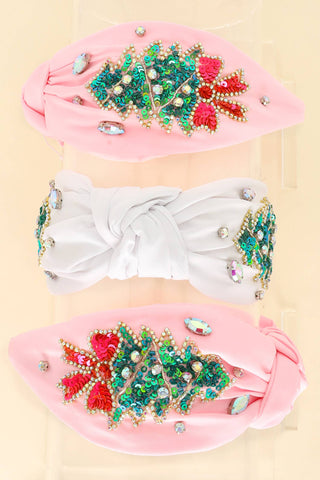 "Christmas Tree" Jeweled Top Knotted Headband