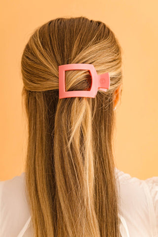 Calming Coral Small Square Flat Hair Clip