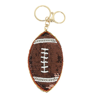 Game Day Football Sequin Bead Embroidered Keychain