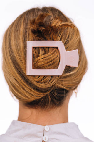 Pearly Pink Medium Square Flat Hair Clip