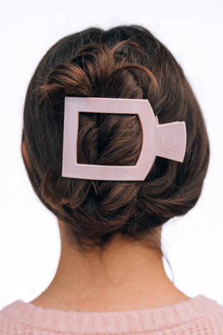 Pearly Pink Large Square Flat Hair Clip