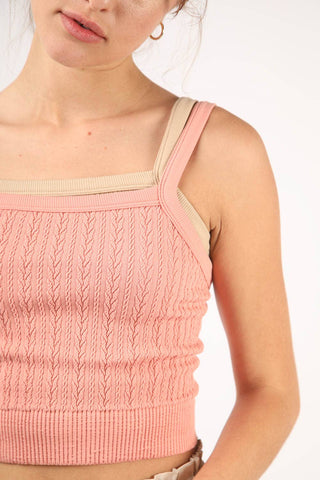 Vivi Ribbed Fitted Crop Knit Tank Top