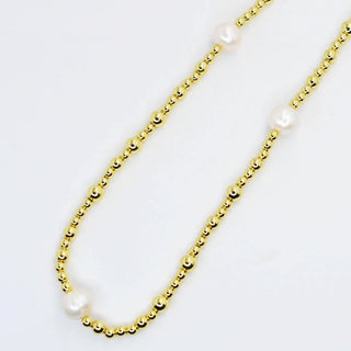 Treasure Jewels | Gold Beaded Necklace with Pearls