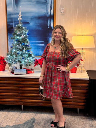 Holly Scalloped Trim Plaid Dress