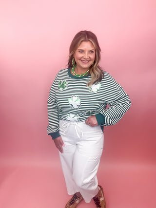 St Patrick's Day Clover Patch Sequin Top