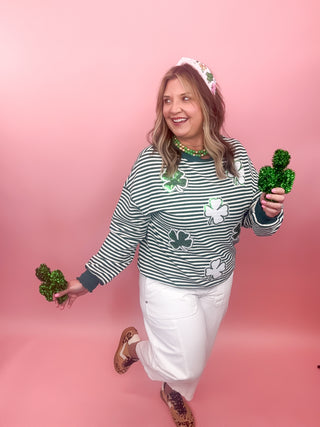 St Patrick's Day Clover Patch Sequin Top