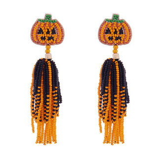 Pumpkin Shape Beaded Earrings