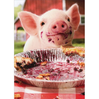 "Party Pig Pie Plate" Birthday card