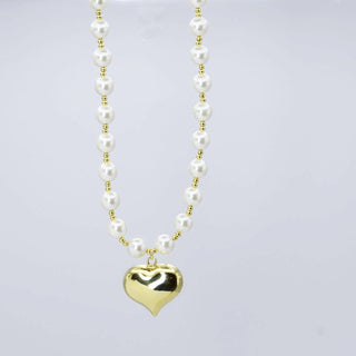 Treasure Jewels| Chunky Puffy Heart Pearl Necklace