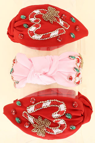 Candy Cane Heart Top Knotted Headband