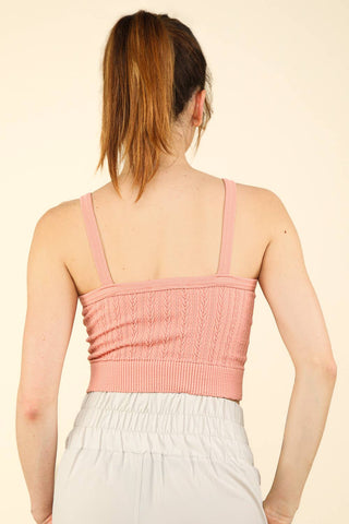 Vivi Ribbed Fitted Crop Knit Tank Top