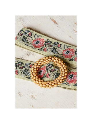 Floral Pattern Circular Buckle Belt