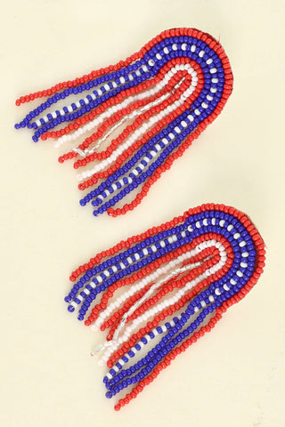 Patriotic Arch Tassel Beaded Earrings