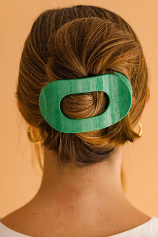 Shamrock Shimmer Large Round Flat Hair Clip