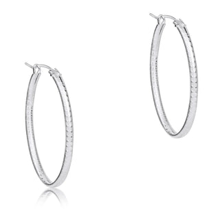 Oval Sterling 1" Hoop - Textured